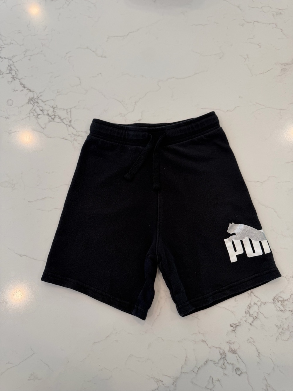 Puma Black Athletic Shorts with White Logo